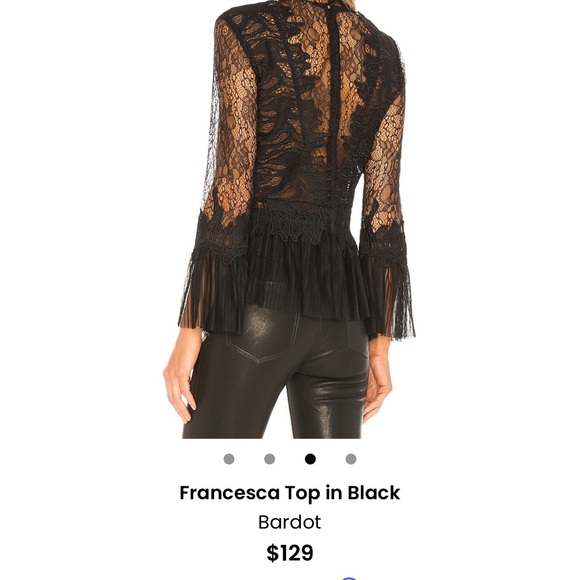 Bardot Francesca Top Black Lace Bell Sleeve Top Size 4 - Picture 3 of 4